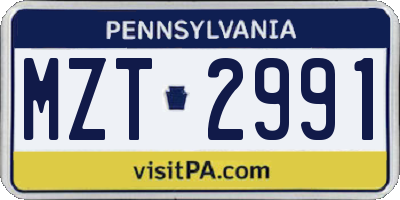 PA license plate MZT2991