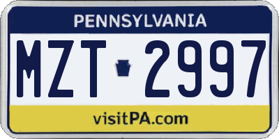 PA license plate MZT2997