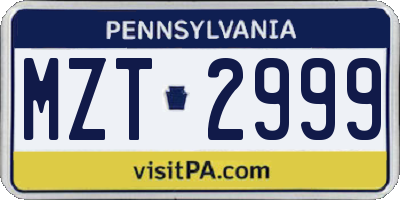 PA license plate MZT2999