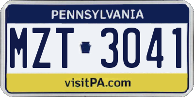 PA license plate MZT3041