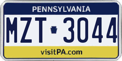 PA license plate MZT3044