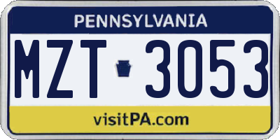 PA license plate MZT3053