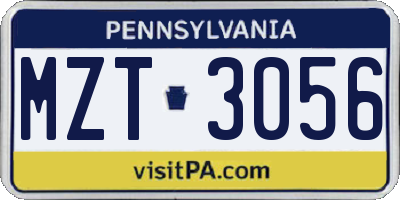 PA license plate MZT3056