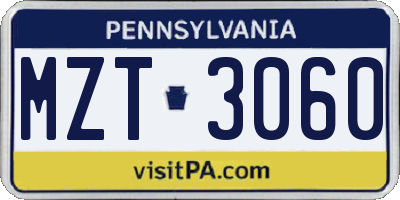 PA license plate MZT3060