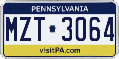 PA license plate MZT3064