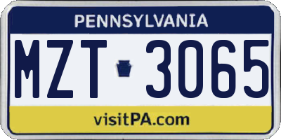 PA license plate MZT3065