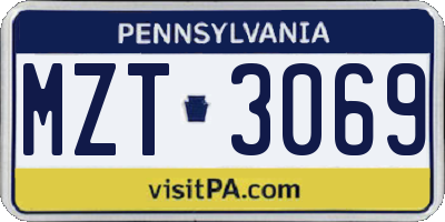 PA license plate MZT3069