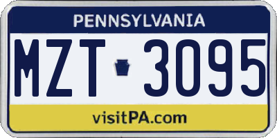 PA license plate MZT3095