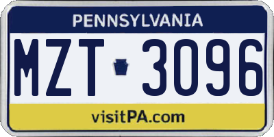 PA license plate MZT3096