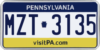 PA license plate MZT3135