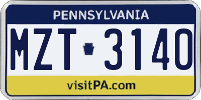 PA license plate MZT3140