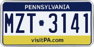 PA license plate MZT3141