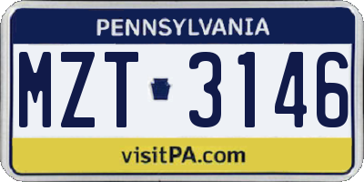 PA license plate MZT3146