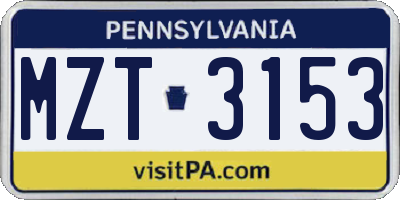 PA license plate MZT3153