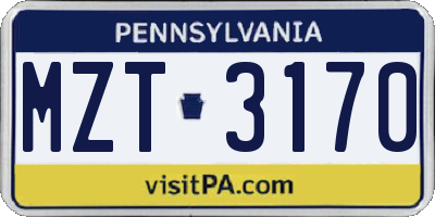 PA license plate MZT3170