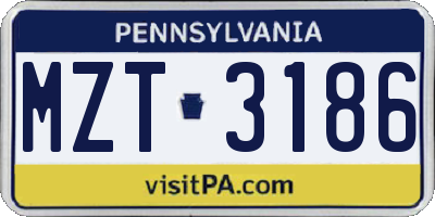 PA license plate MZT3186