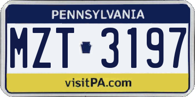 PA license plate MZT3197