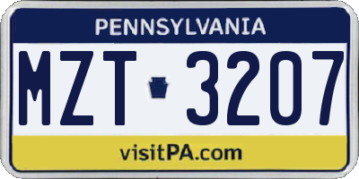 PA license plate MZT3207