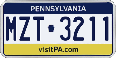PA license plate MZT3211
