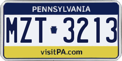PA license plate MZT3213