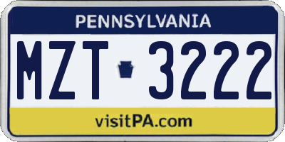 PA license plate MZT3222