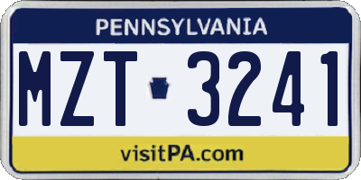 PA license plate MZT3241