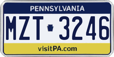 PA license plate MZT3246