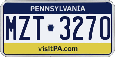PA license plate MZT3270