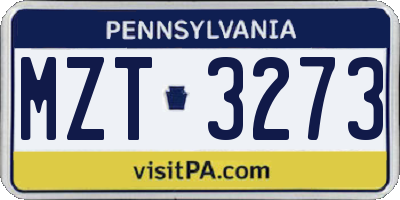 PA license plate MZT3273