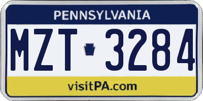 PA license plate MZT3284