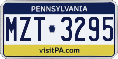 PA license plate MZT3295