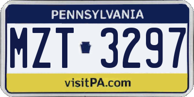 PA license plate MZT3297