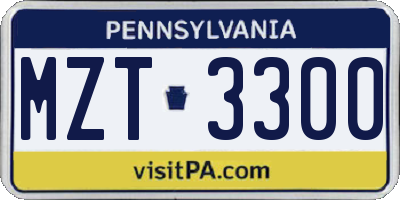 PA license plate MZT3300
