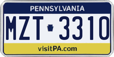 PA license plate MZT3310