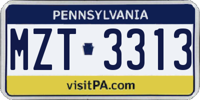 PA license plate MZT3313