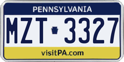 PA license plate MZT3327