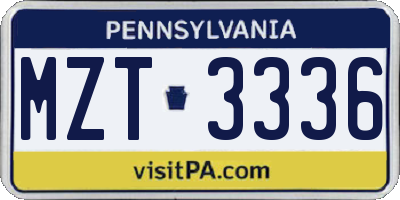 PA license plate MZT3336