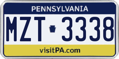 PA license plate MZT3338