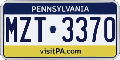 PA license plate MZT3370