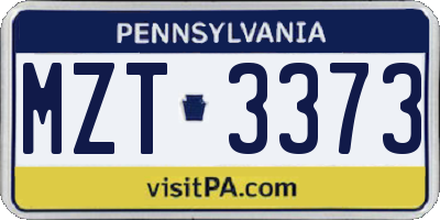 PA license plate MZT3373