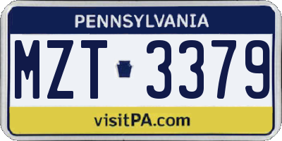 PA license plate MZT3379