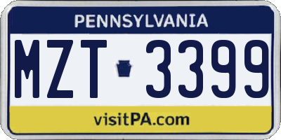 PA license plate MZT3399