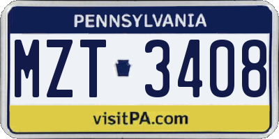 PA license plate MZT3408