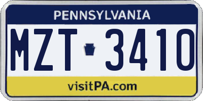 PA license plate MZT3410