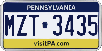 PA license plate MZT3435