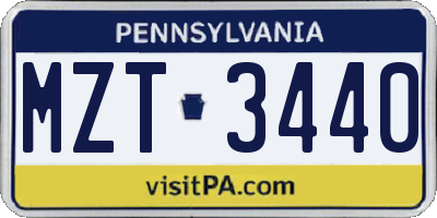 PA license plate MZT3440