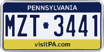 PA license plate MZT3441