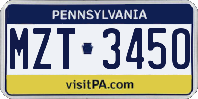 PA license plate MZT3450
