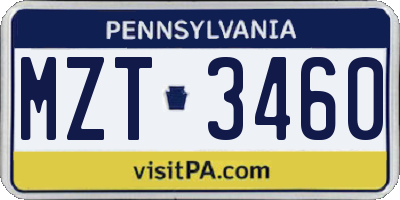 PA license plate MZT3460