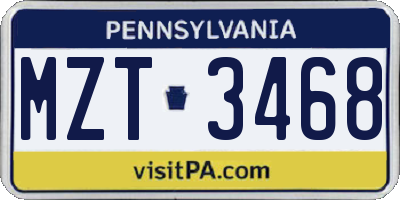PA license plate MZT3468